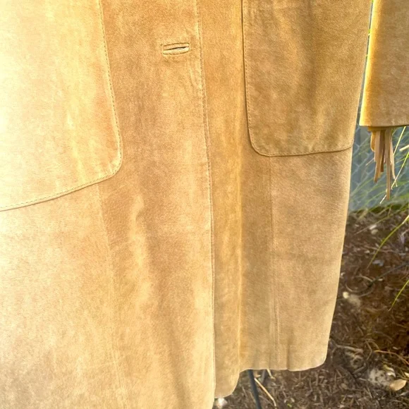 CAROLE LITTLE 💯 SUEDE LEATHER FRINGE COAT - Picture 3 of 7